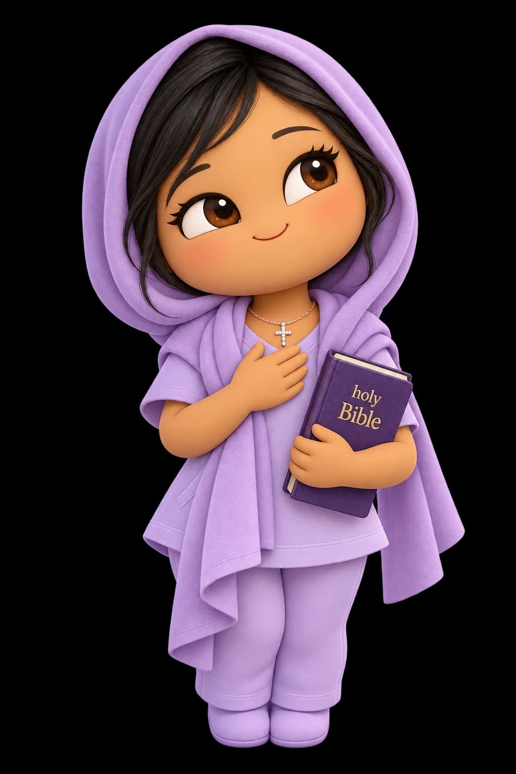 Faith character design holding a Bible.