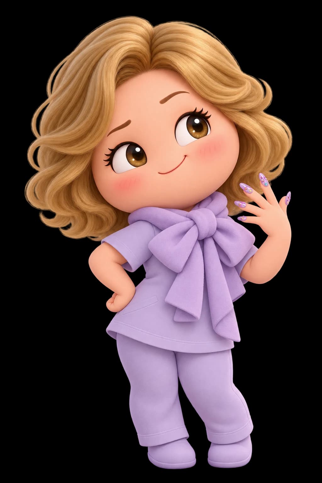Platonic Love character design in the village’s shared lilac palette.